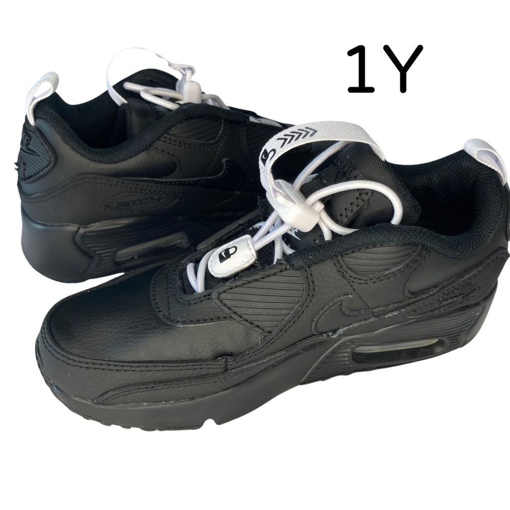 Nike Air Max 90 Toggle Boys Sneaker Shoes, Little Kids, Sz 1Y Black, EUC